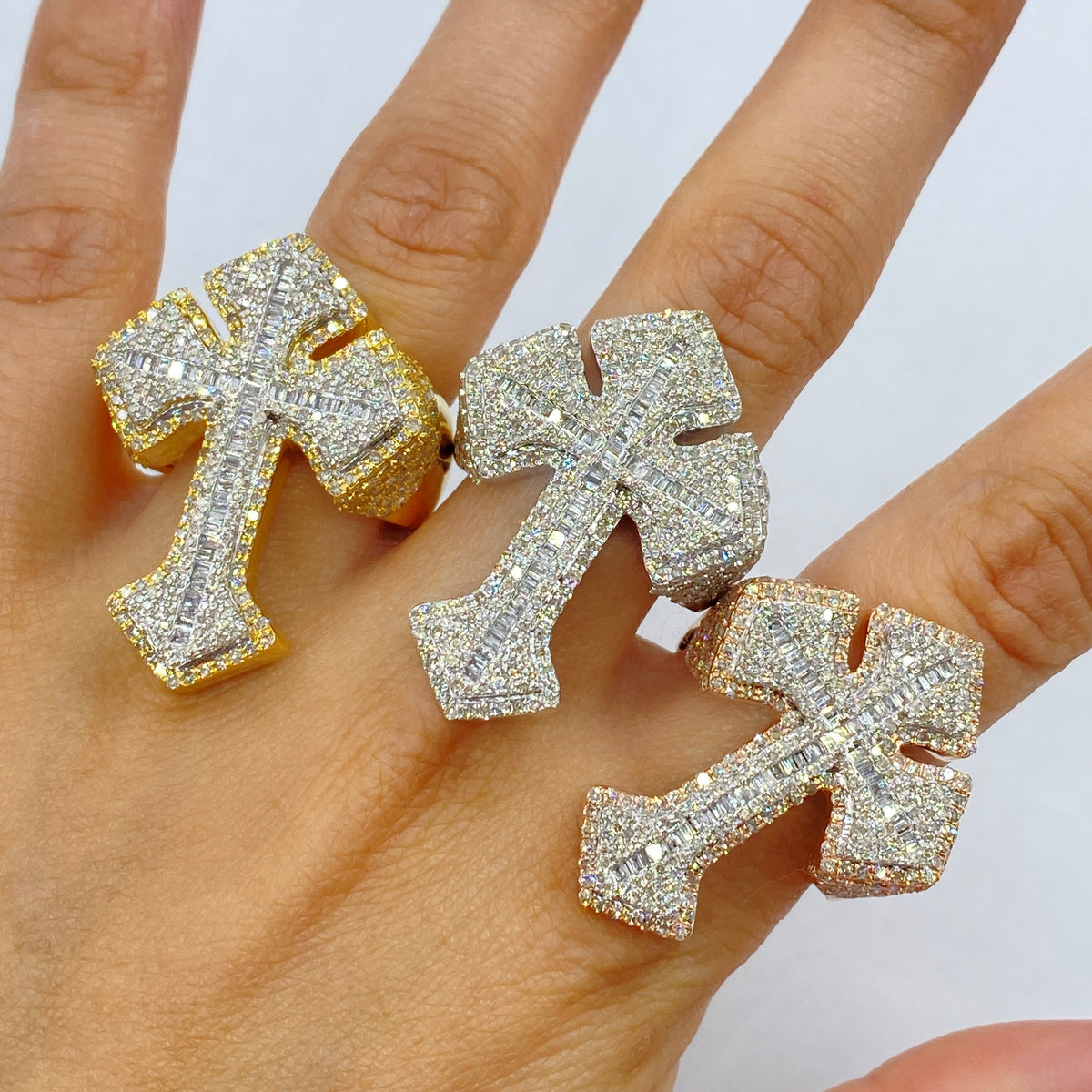 10K Gold Bold Cross Diamond Ring - additional product view 2