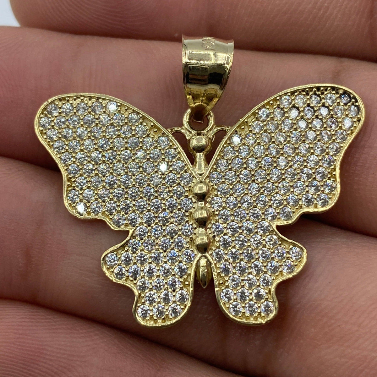 14K Gold Butterfly Pendant 1.4 in - additional product view 2