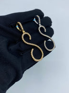 14K Gold Initial S Large Script Diamond Pendant - additional product view 5