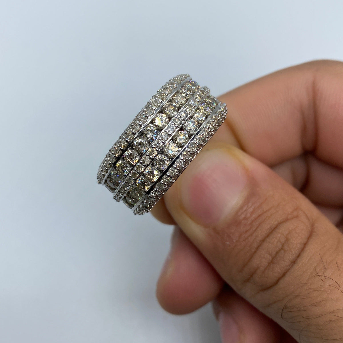 14K Gold Eternity Jumbo Diamond Ring in white gold - close-up product photo