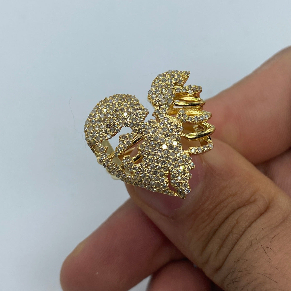 14K Gold Zombie Heart Diamond Ring in yellow gold - close-up product photo