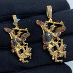 14K Gold Saint Michael Color Diamond Pendant - additional product view 2