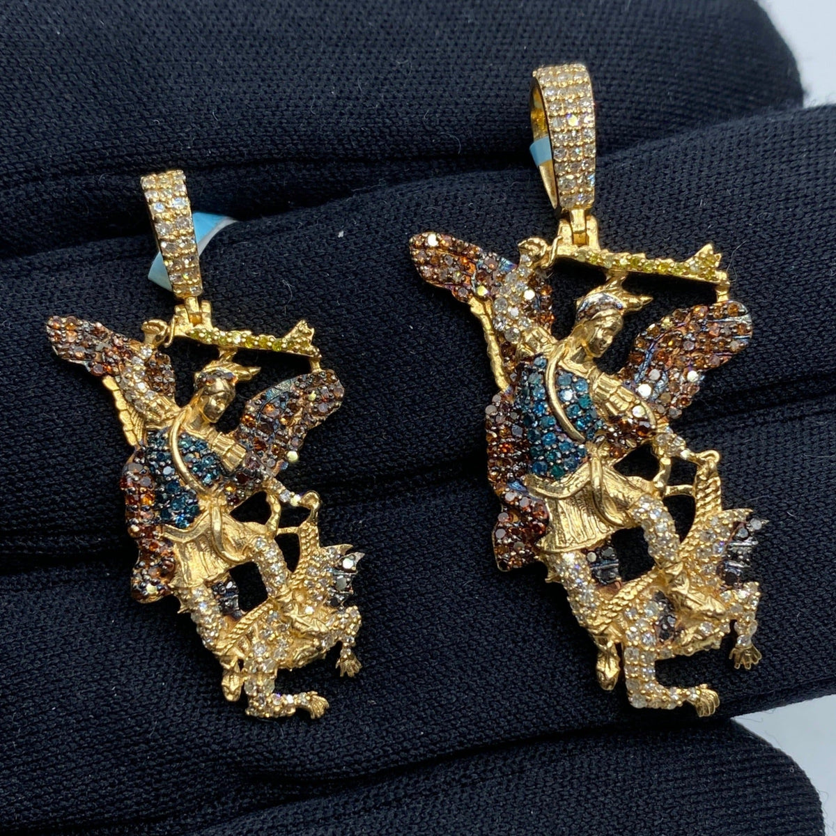 14K Gold Saint Michael Color Diamond Pendant - additional product view 2