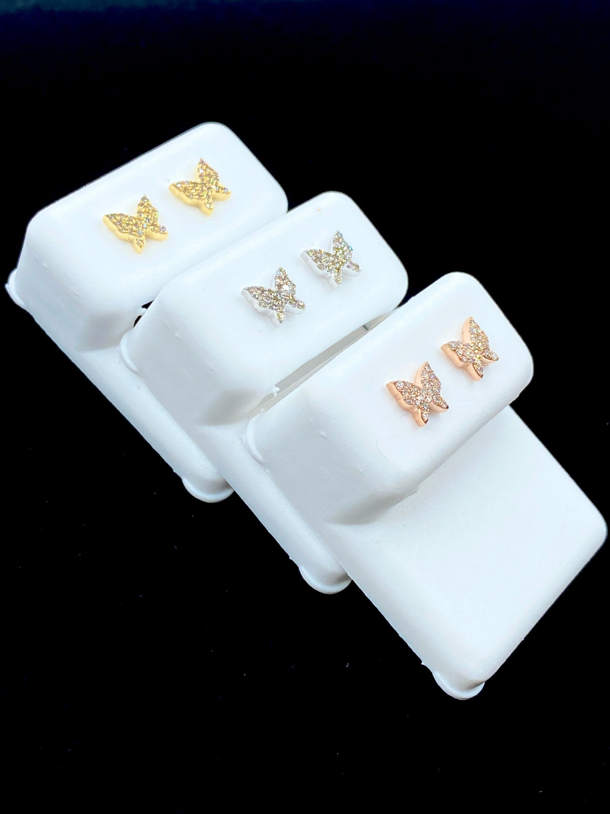 10K Gold Butterfly Diamond Earrings - additional product view 3