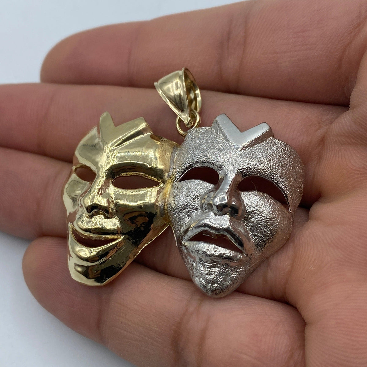 10K Gold Laugh Now Cry Later Pendant 1.7 in - additional product view 3