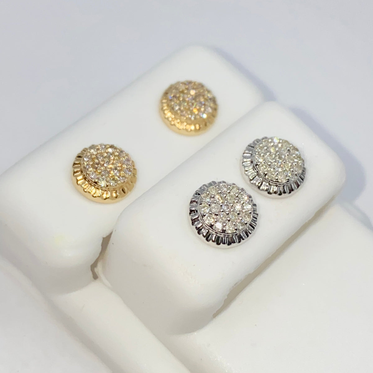14K Gold 8mm Circle Diamond Earrings - additional product view 7