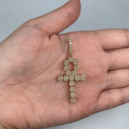 14K Gold Ankh Cross Diamond Pendant in rose gold, Medium - close-up product photo