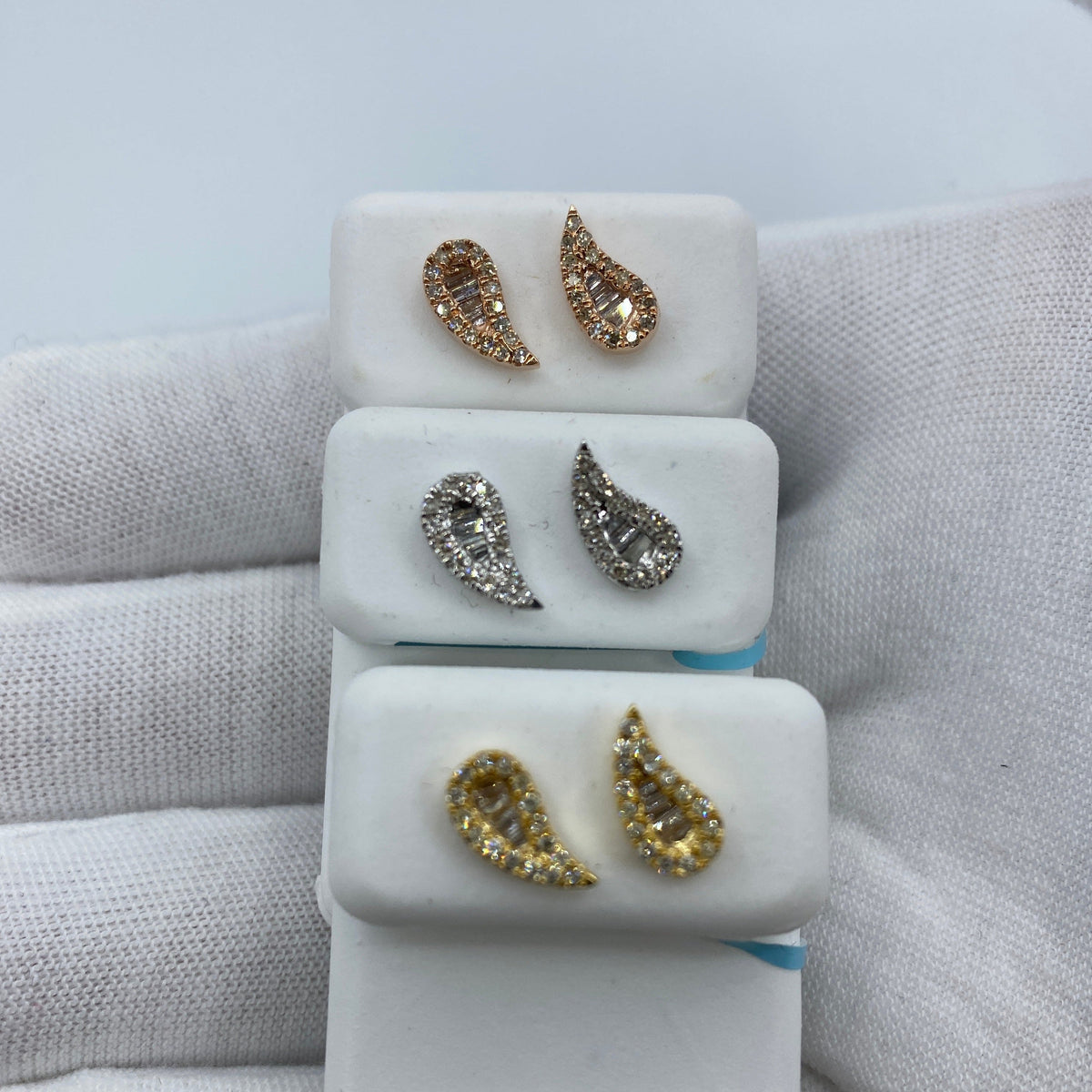 14K Gold Large Tear Shape Diamond Baguette Earrings - additional product view 2