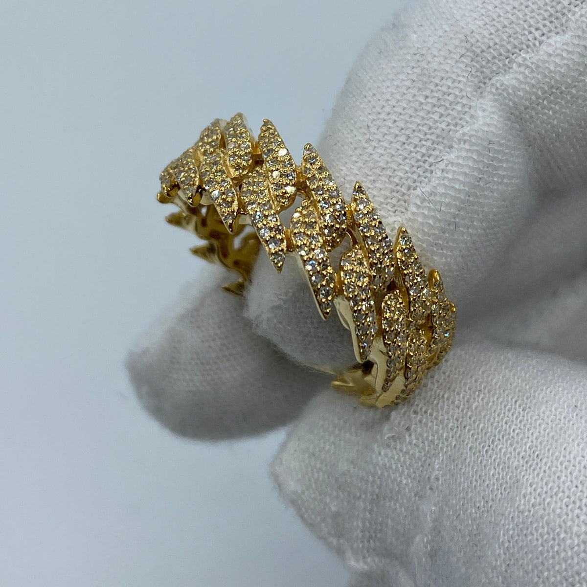 14K Gold Eternity Cuban Thorn Diamond Ring in yellow gold - close-up product photo