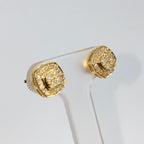 14K Gold 8mm Rounded Square Halo Diamond Earrings - additional product view 4