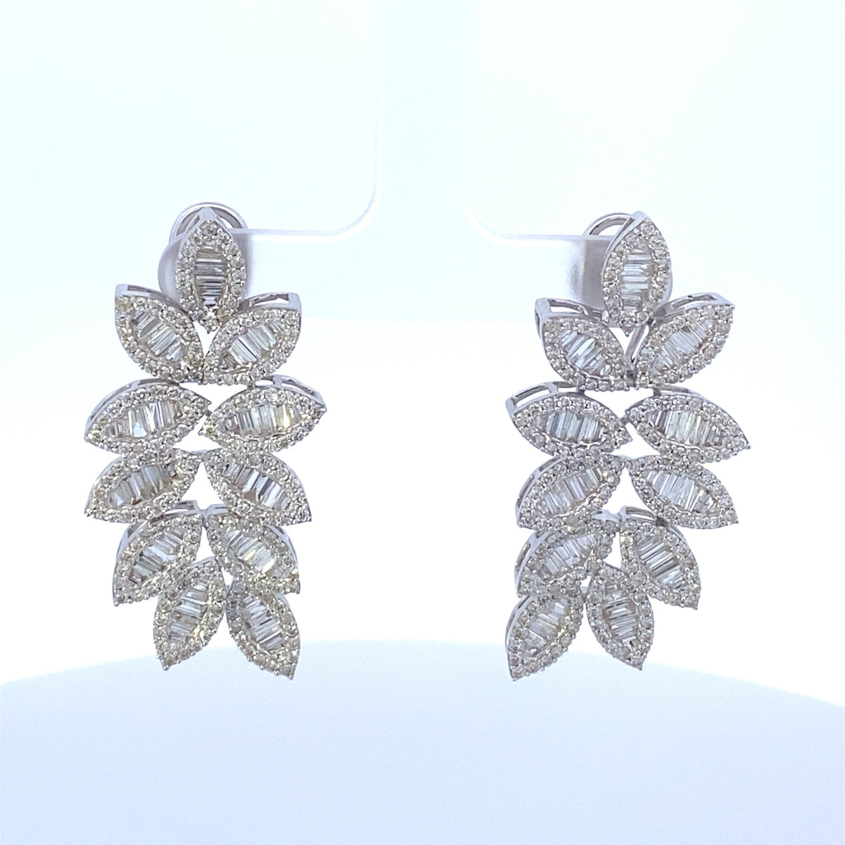 14K Gold Marquise Hanging Diamond Baguette Earrings - additional product view 2