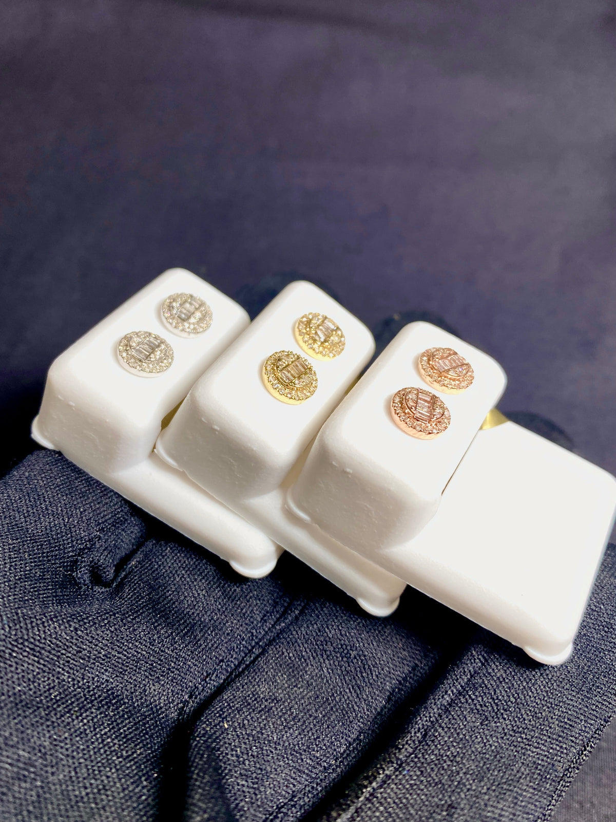 10K Gold Titan Circle Baguette Diamond Earrings - additional product view 3