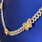 14K Gold Good Days Butterfly Cuban Link Diamond Chain 18 in - additional product view 4