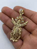 14K Gold Jesus with Halo Pendant 2.25 in - additional product view 5