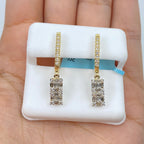 14K Gold Rococo Diamond Baguette Dangling Earrings in yellow gold - close-up product photo