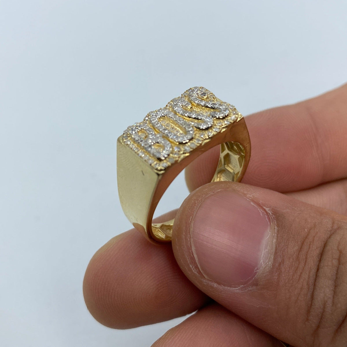 10K Gold Boss Name Plate Diamond Ring - additional product view 5