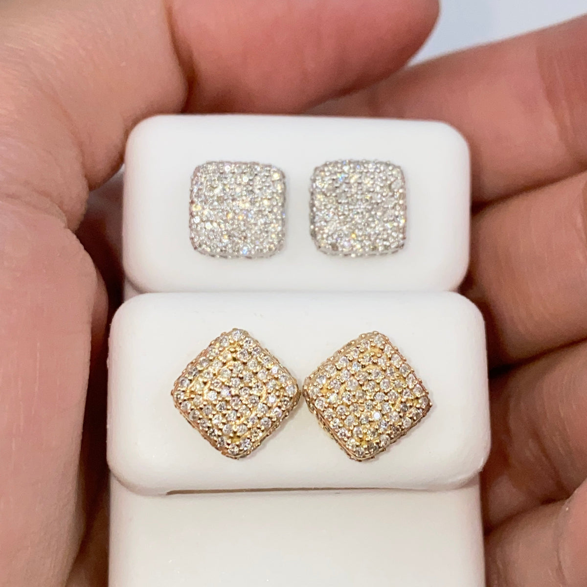 14K Gold 8mm Irving Rounded Square Diamond Earrings - additional product view 2