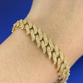 10K Gold 10mm Thorn Razor Cuban Link Diamond Bracelet 8 in in yellow gold - close-up product photo