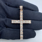 14K Gold Rose Cross Diamond Baguette Pendant - additional product view 2