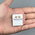 14K Gold Clover Diamond Earrings in yellow gold - close-up product photo