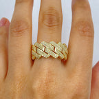 10K Gold Jumbo Monaco Cuban Link Diamond Ring - additional product view 3