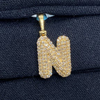 14K Gold Initial N Bubble Diamond Pendant - additional product view 2