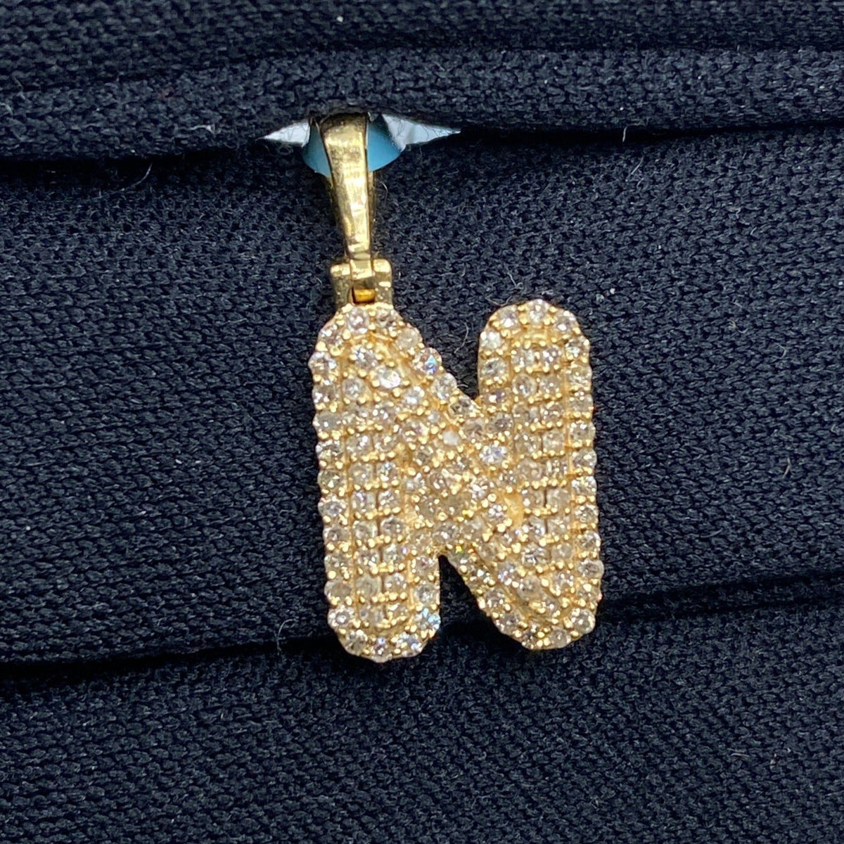 14K Gold Initial N Bubble Diamond Pendant - additional product view 2