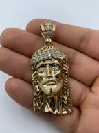 14K Gold Jesus Head Pendant 2.5 in - additional product view 2