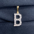 14K Gold Single Stone Initial B Diamond Pendant, Small - close-up product photo