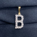 14K Gold Single Stone Initial B Diamond Pendant, Small - close-up product photo