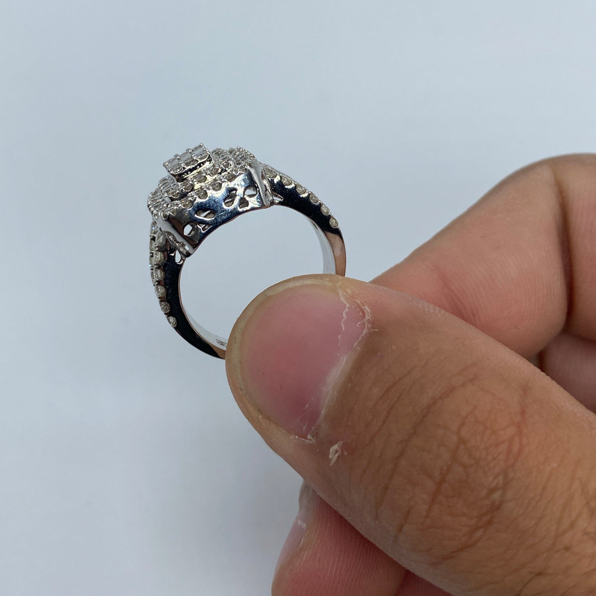 14K Gold Rectangle Center Diamond Baguette - additional product view 3