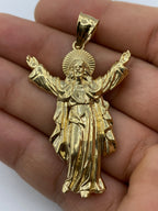14K Gold Jesus with Halo Pendant 2.2 in - additional product view 4