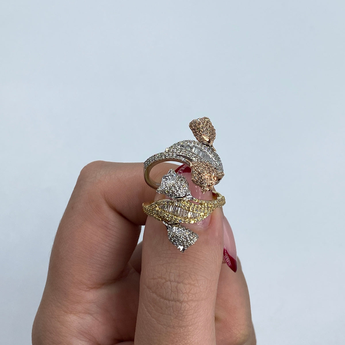 14K Gold Two-Tone Rose Flower Diamond Baguette - additional product view 4