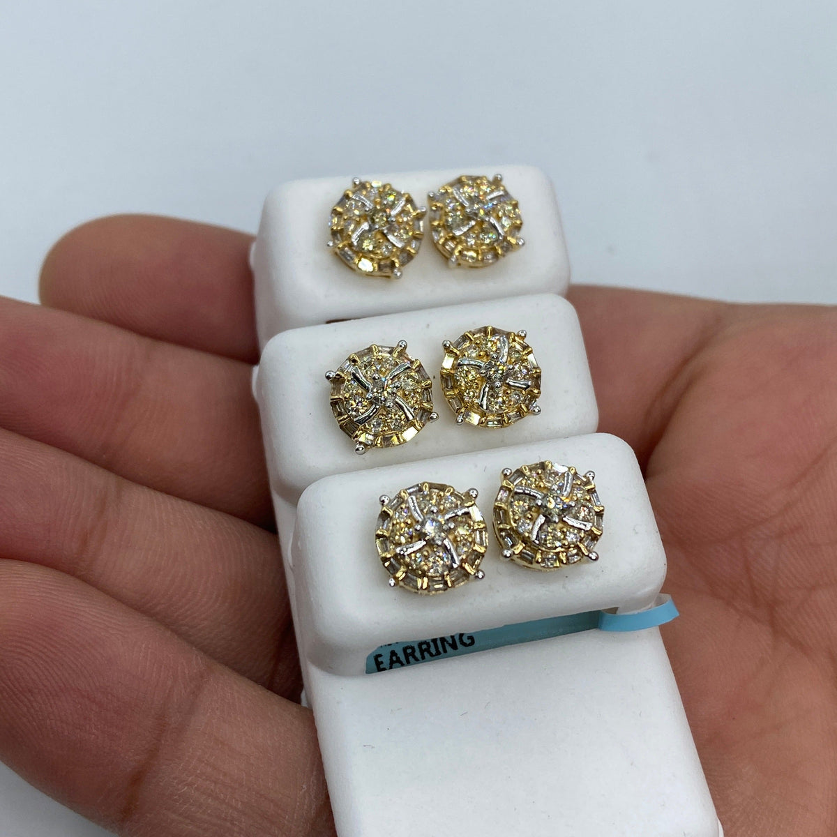 14K Gold Circle Spiral Diamond Baguette Earrings - additional product view 4