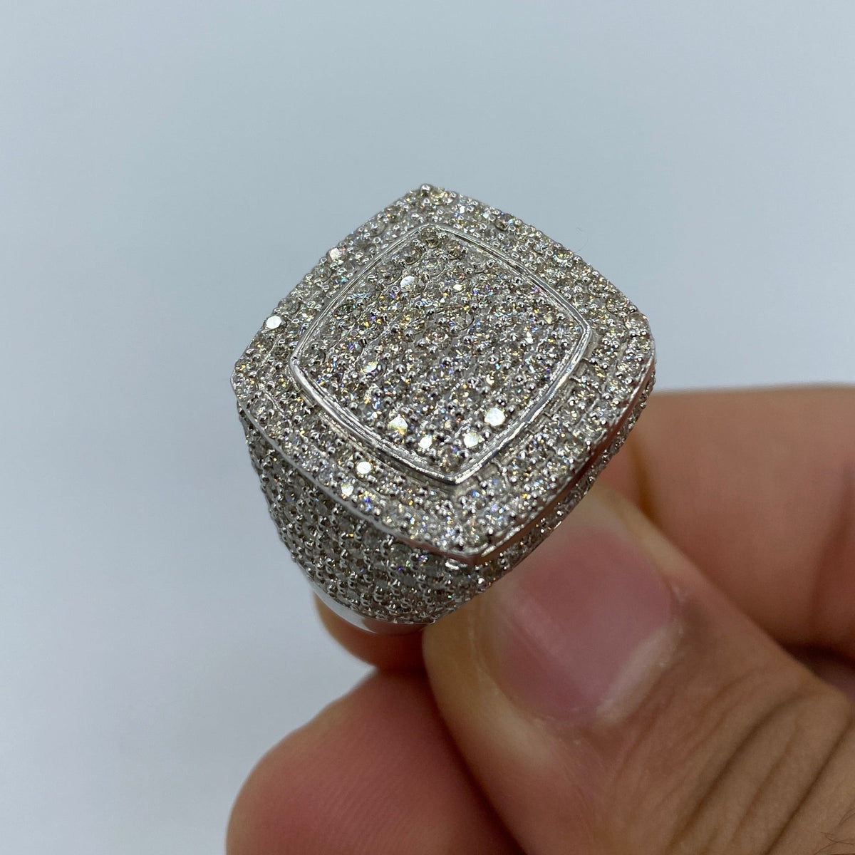 10K Gold Jumbo Square Diamond Ring in white gold - close-up product photo