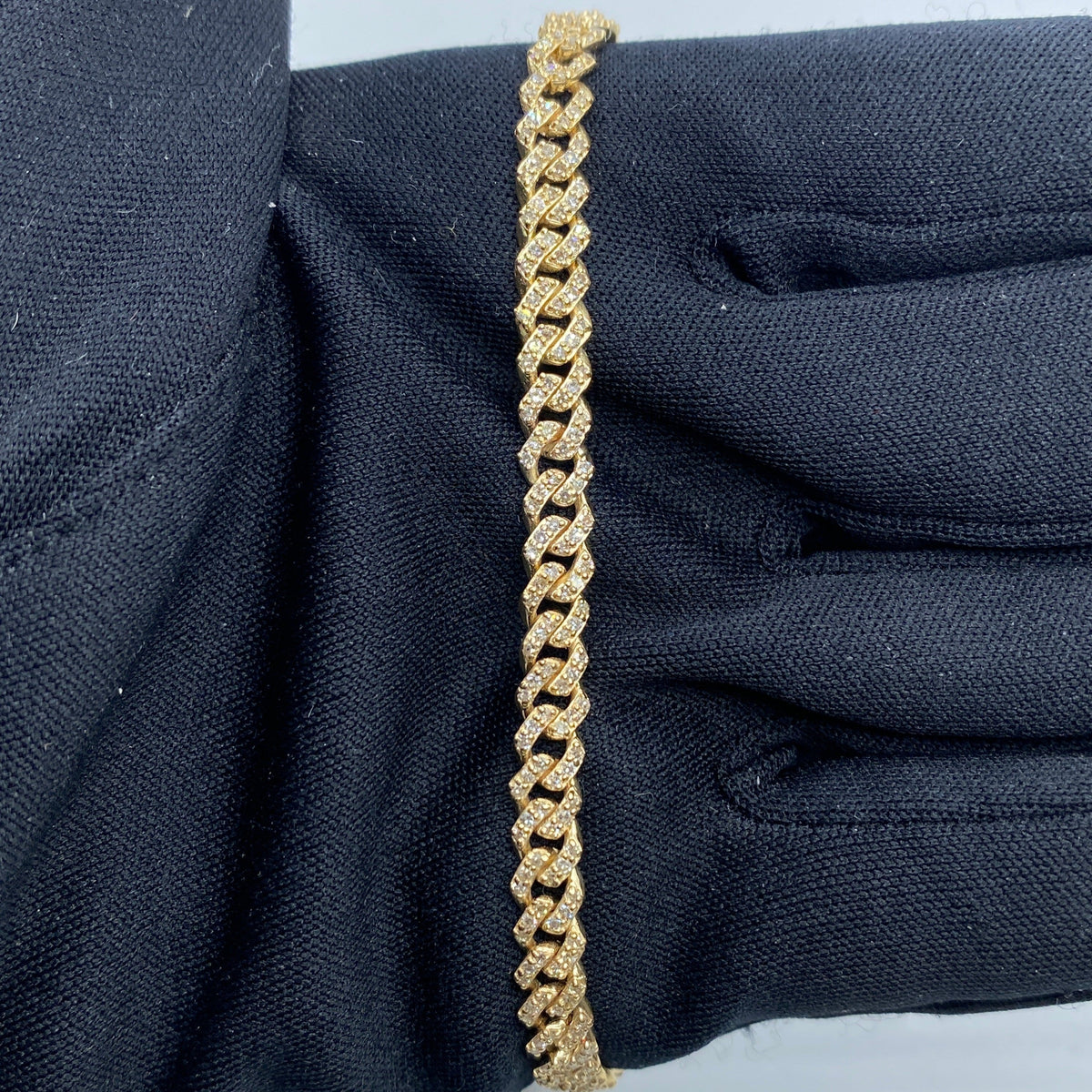 10K Gold 5mm Cuban Link Diamond Bracelet 7 in - additional product view 2