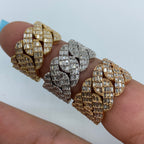 14K Gold 13mm Snake Cuban Link Diamond Baguette Ring - additional product view 2