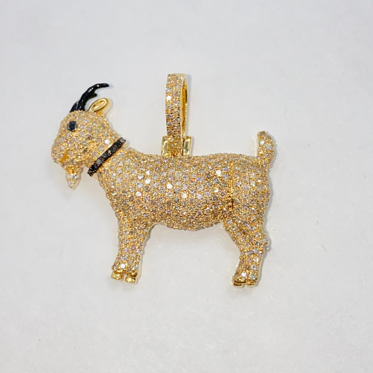 14K Gold Goat Diamond Pendant - additional product view 8