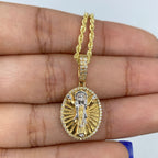14K Gold Jesus Save Us Medal Diamond Pendant - additional product view 2