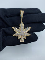 14K Gold Weed Diamond Pendant 3.7 Ct - additional product view 2