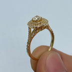 14K Gold Wide Square Large Center Stone Diamond Engagement Ring - additional product view 5
