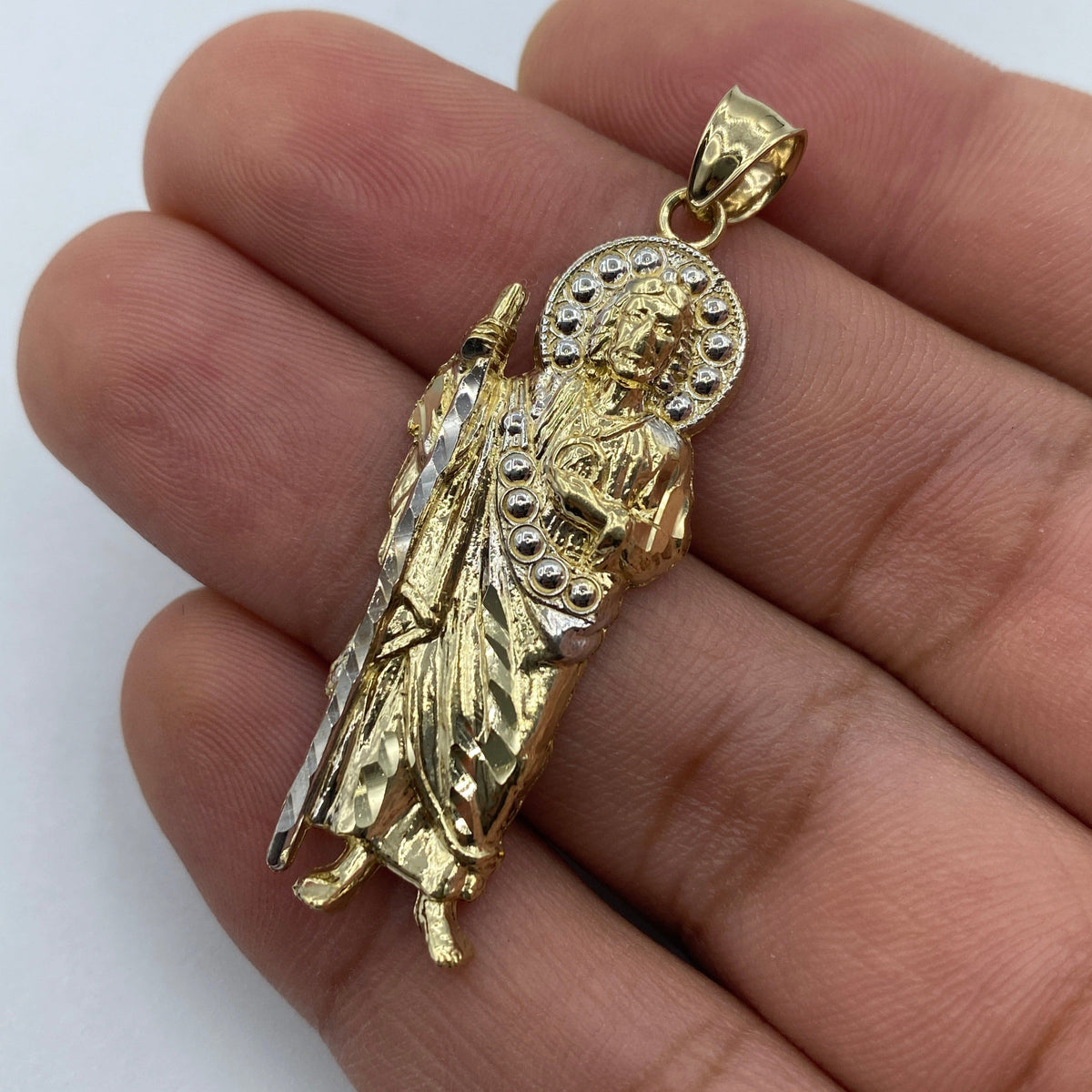 14K Gold Saint Jude CZ Pendant - additional product view 3