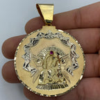 14K Gold Saint Caridad Del Cobre Round Medallion Pendant 2.8 in - additional product view 2