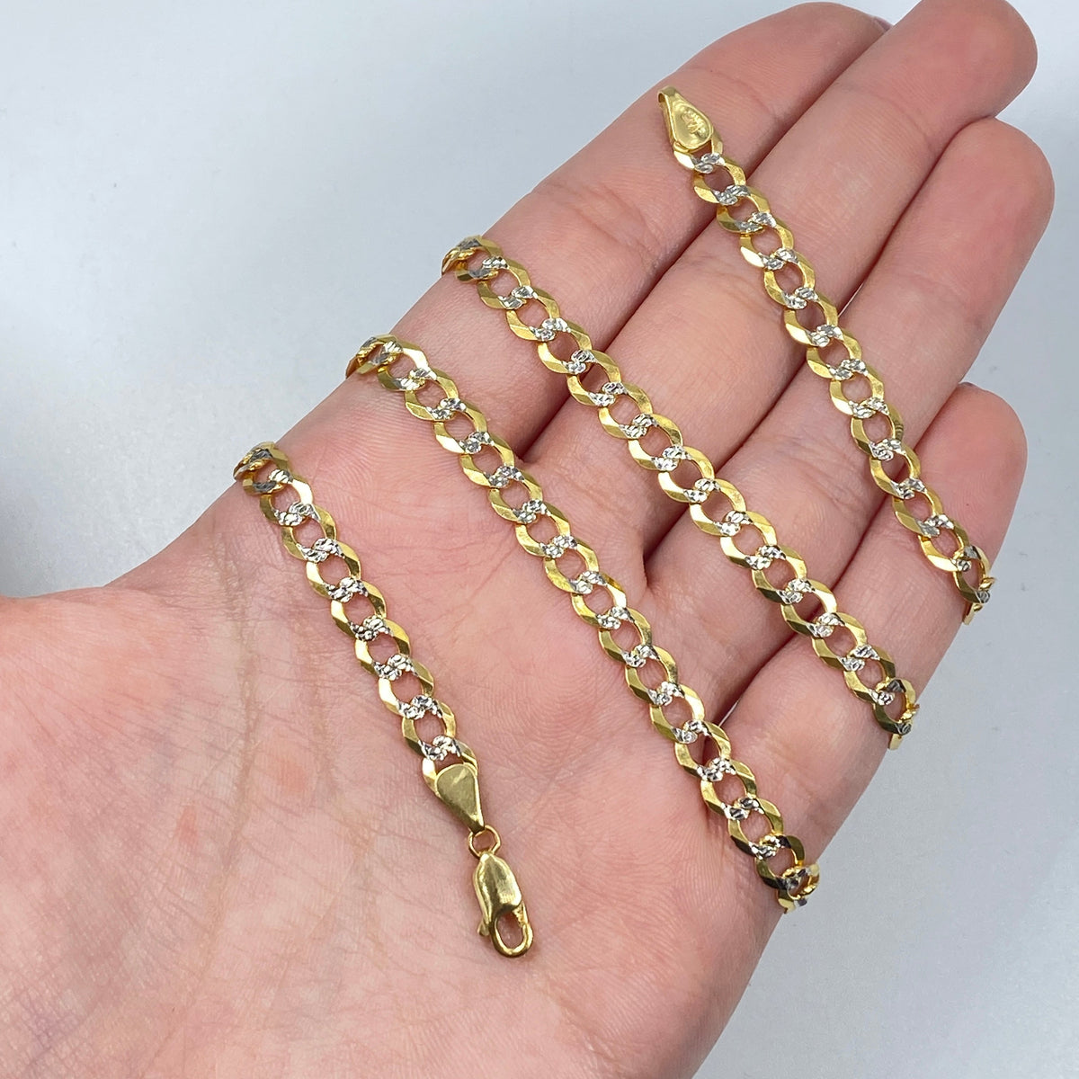10K Gold 6mm Two-Tone Flat Cuban Link Chain 22–26 in, 22" - close-up product photo
