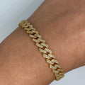 10K Gold 8mm Cuban Link Diamond Bracelet 7–8 in in yellow gold, 7" - close-up product photo
