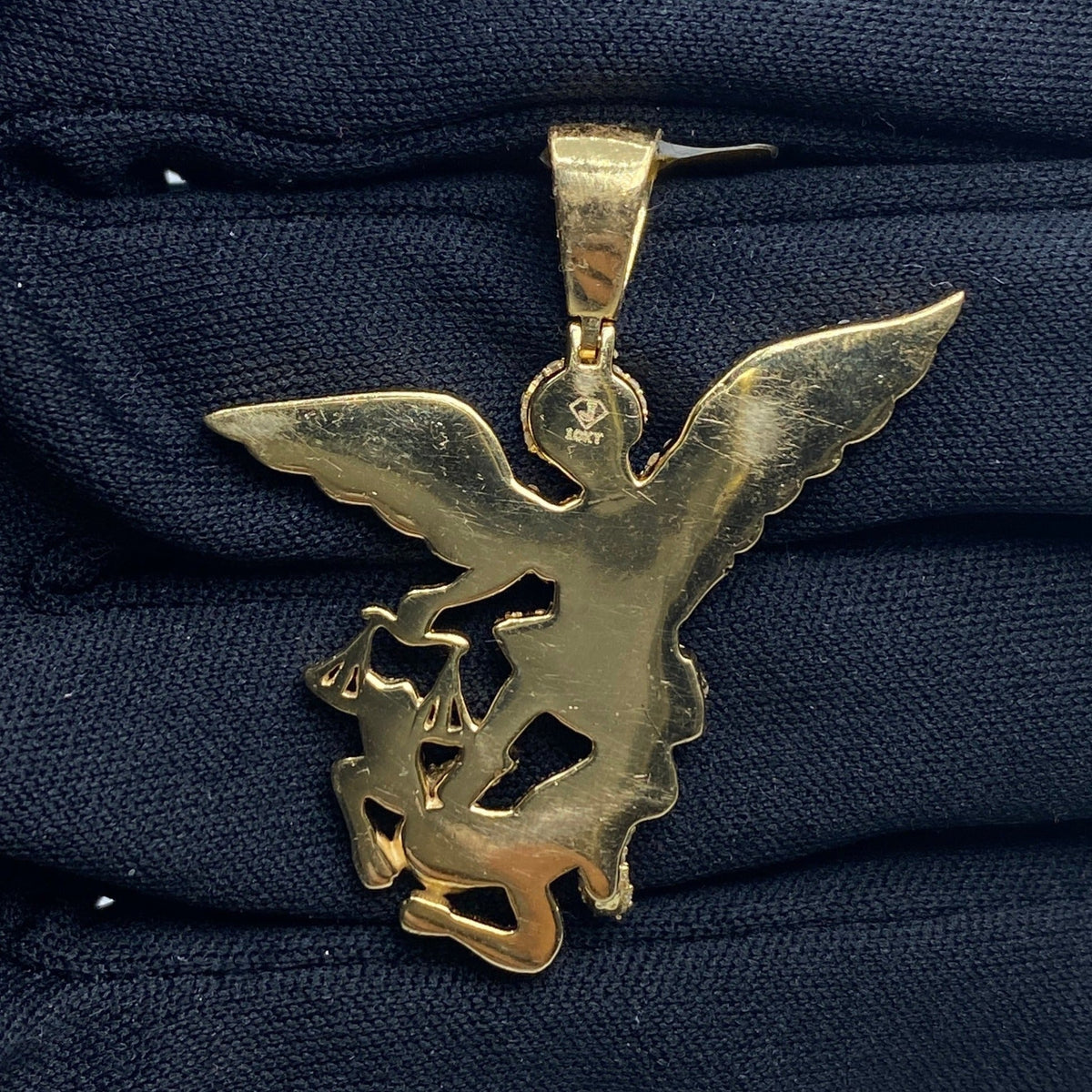 10K Gold Saint Michael Diamond Pendant - additional product view 4