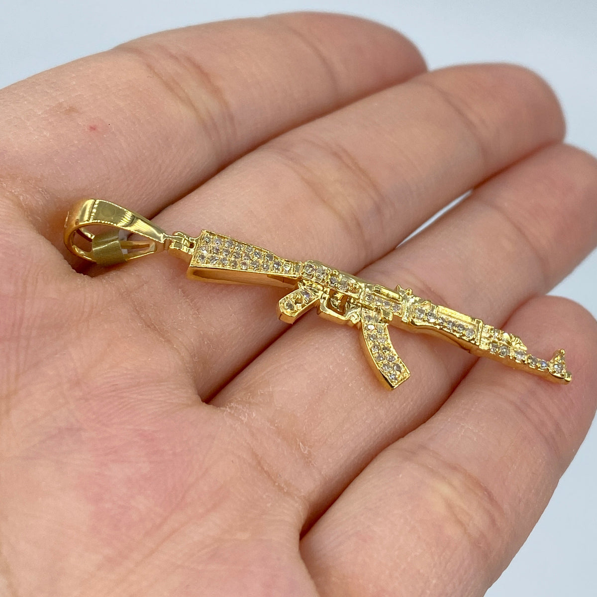 10K Gold AK-47 Gun Diamond Pendant - additional product view 2