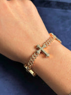 10K Gold Cuban Link Cross Diamond Bracelet - additional product view 5