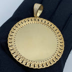 14K Gold Cuban Circle Picture Photo CZ Pendant - additional product view 4
