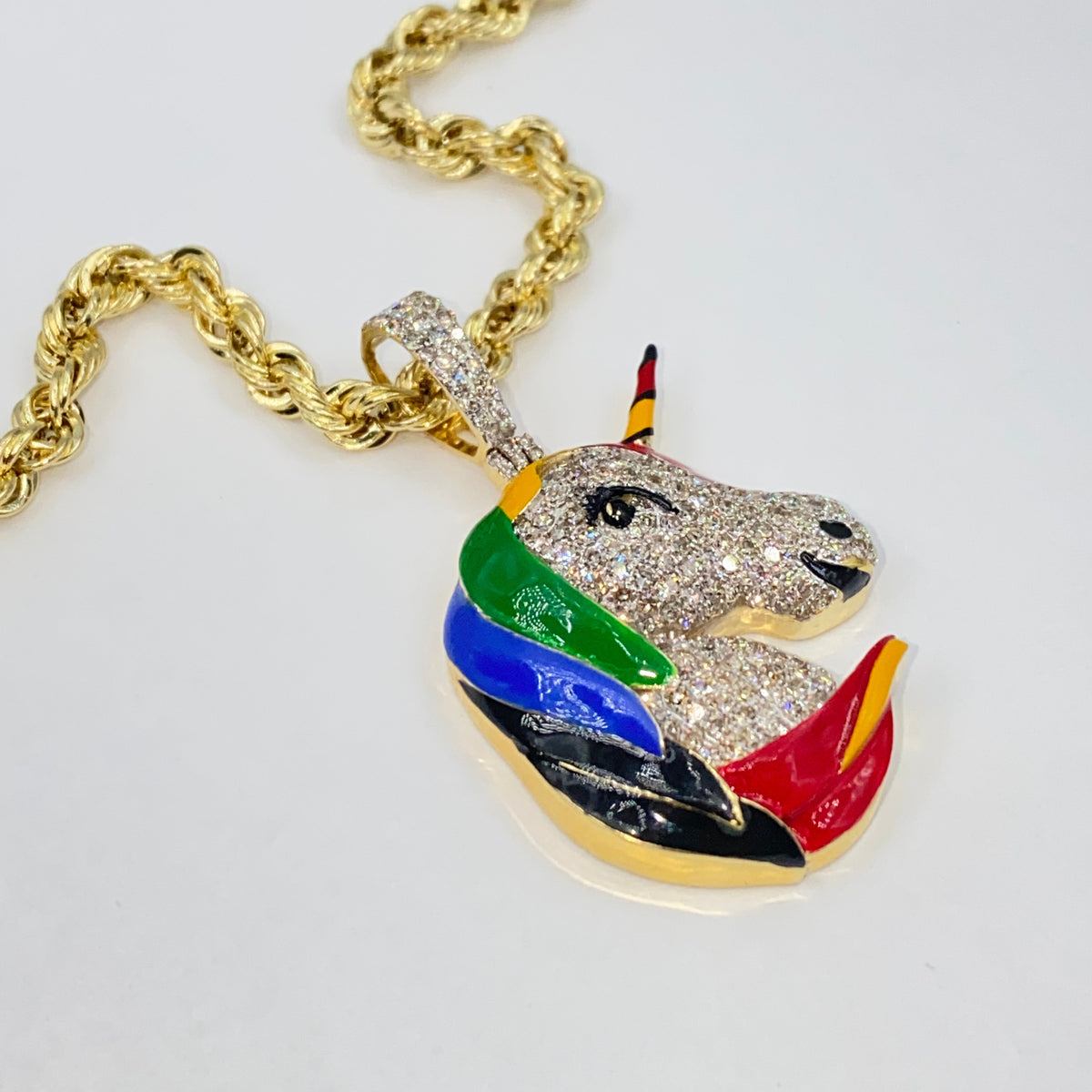 14K Gold Pride Rainbow Unicorn Diamond Pendant - additional product view 5